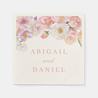 Elegante Watercolor Blütenhochzeit Serviette
