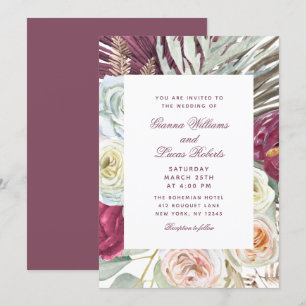 Elegante Watercolor Boho Floral Country Wedding Einladung