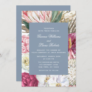 Elegante Watercolor Boho Floral Country Wedding Einladung