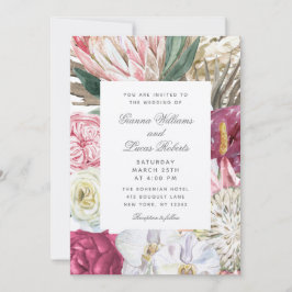Elegante Watercolor Boho Floral Country Wedding Einladung
