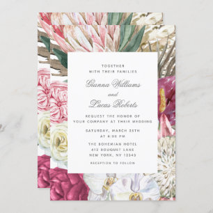 Elegante Watercolor Boho Floral Country Wedding Einladung