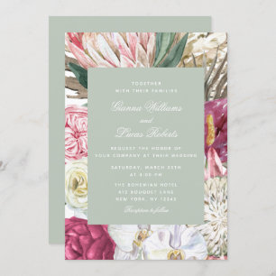 Elegante Watercolor Boho Floral Country Wedding Einladung