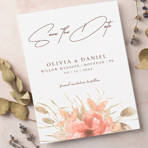 Elegante Watercolor Boho Rose Wedding Save the Dat Date