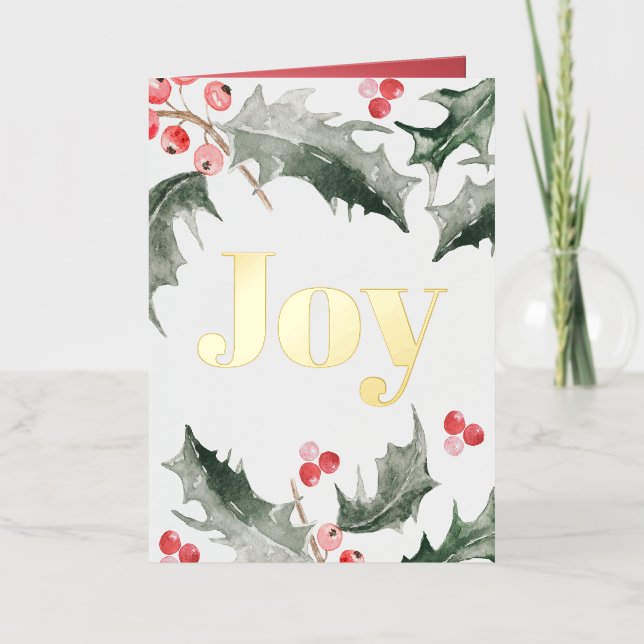 Elegante Watercolor Botanicals Weihnachtskarte (Vorderseite)
