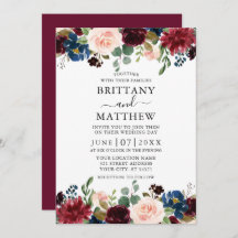 Elegante Watercolor Burgund Mixed Floral Wedding