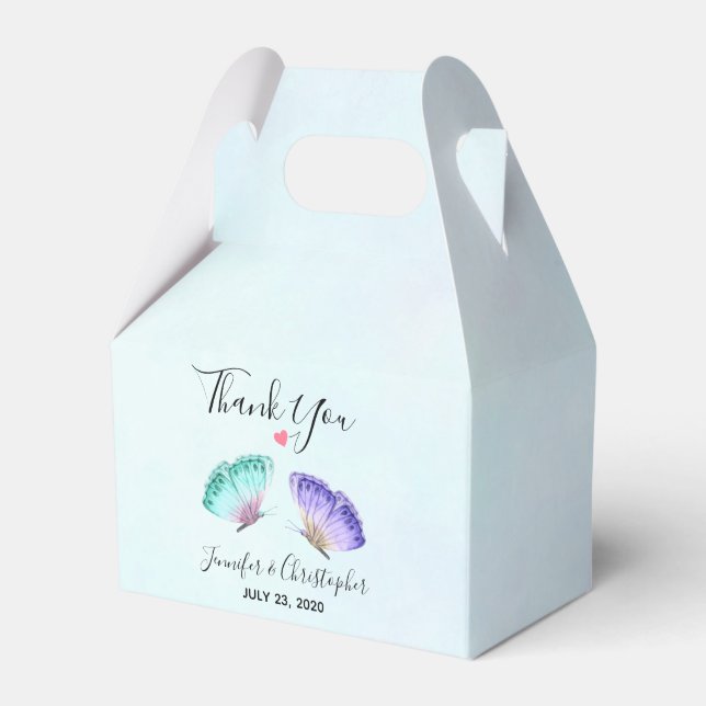 Elegante Watercolor Butterfly Duo Hochzeit Geschenkschachtel (Vorderseite)
