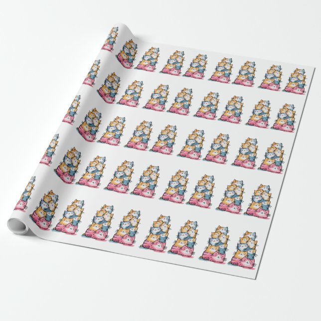 Elegante Watercolor Cats Geschenkwrap Geschenkpapier (Ungerollt)