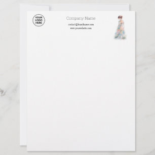 Elegante Watercolor-Couture-Brautmodedesignerin Briefbogen