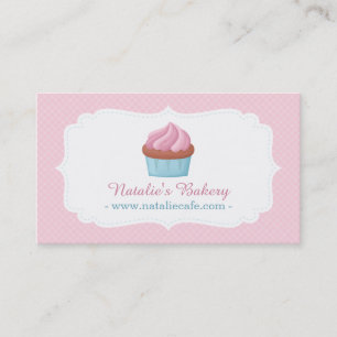 Elegante Watercolor Cupcake Patisserie Pink Visitenkarte