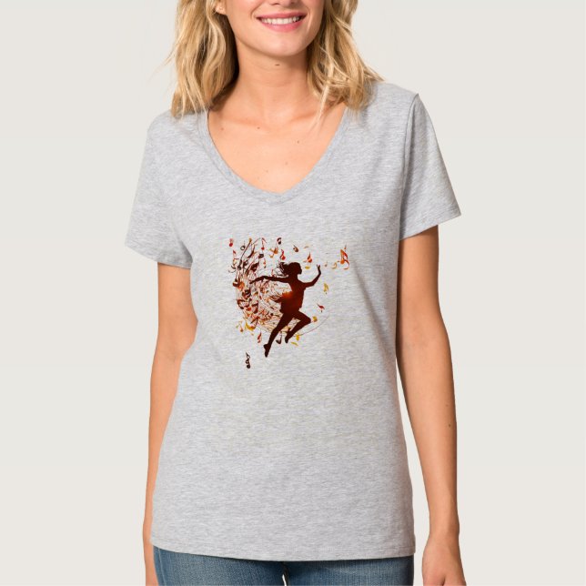 Elegante Watercolor Dancer Silhouette T-Shirt (Vorderseite)