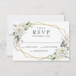 Elegante Watercolor Dusty Blue Foliage Hochzeit RSVP Karte