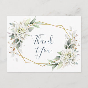 Elegante Watercolor Dusty Blue Foliage Vielen Dank Postkarte
