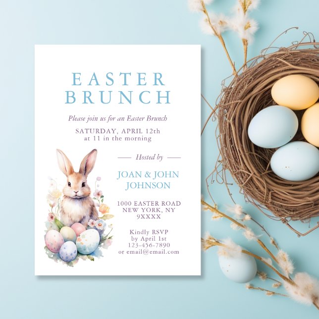 Elegante Watercolor Eggs Floral Ostern BRUNCH Karte (Elegant Watercolor Eggs Floral Easter BRUNCH Card)
