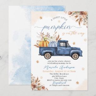 Elegante Watercolor ein süßer kleiner Kürbiskürbis Einladung