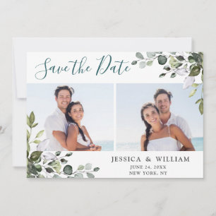 Elegante Watercolor Eucalyptus 2 FOTO Wedding Save The Date