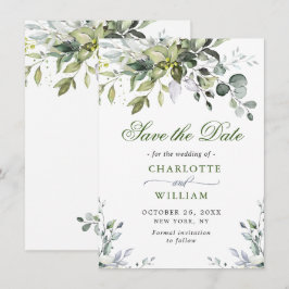 Elegante Watercolor Eucalyptus Floral Wedding Save The Date