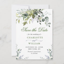 Elegante Watercolor Eucalyptus Floral Wedding Save The Date