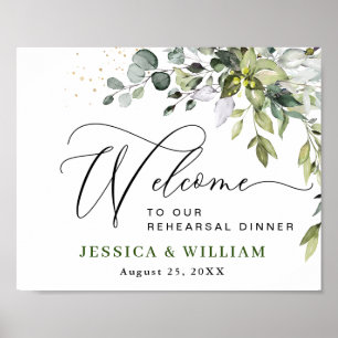 Elegante Watercolor Eucalyptus PROBE DINNER Poster