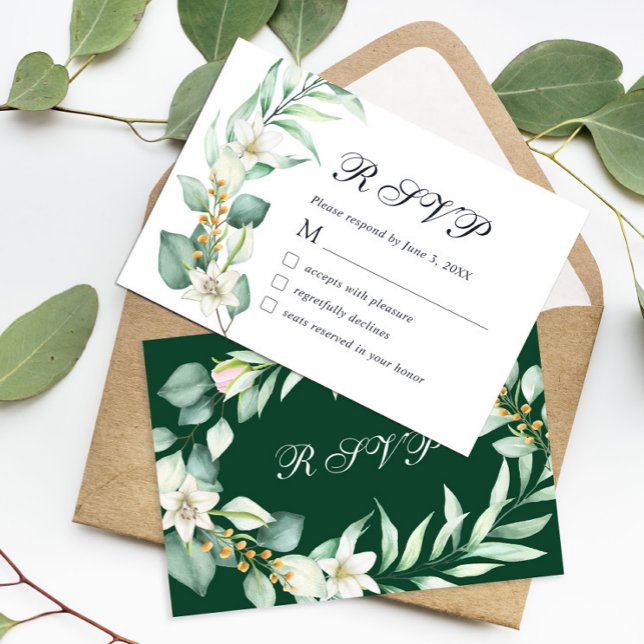 Elegante Watercolor Eucalyptus RSVP-Karte RSVP Karte (Von Creator hochgeladen)