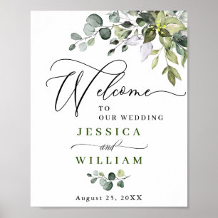 Elegante Watercolor Eucalyptus Wedding Welcome Pos Poster