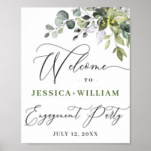Elegante Watercolor Eukalyptus Engagement Party Po Poster