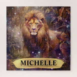 Elegante Watercolor Fantasy Starry Lion Puzzle