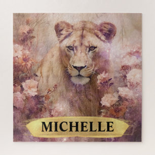 Elegante Watercolor Fantasy Starry Lioness Puzzle