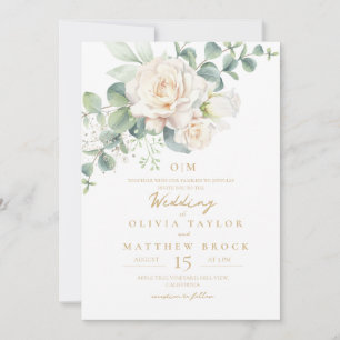 Elegante Watercolor Flora Rosengarten Hochzeit Einladung