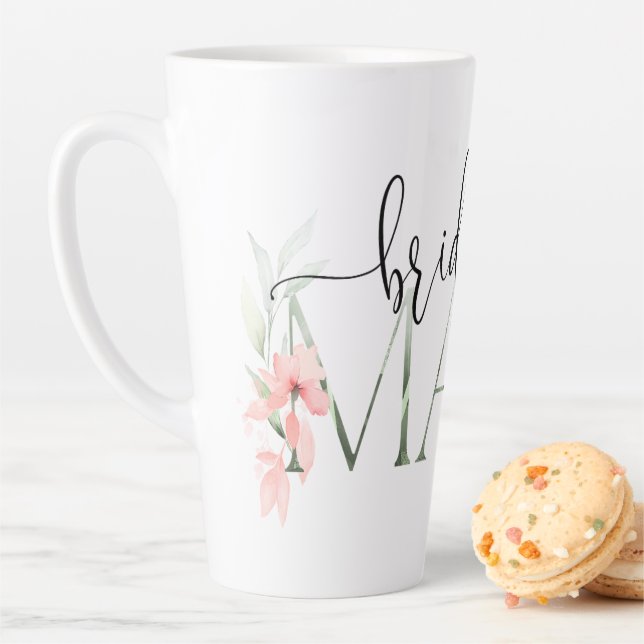Elegante Watercolor Floral Bridesmaid Latte Tasse (Beispiel)