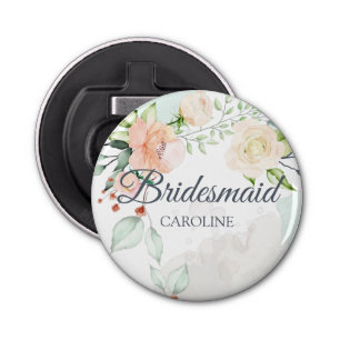 Elegante Watercolor Floral Bridesmaid Personalisie Flaschenöffner