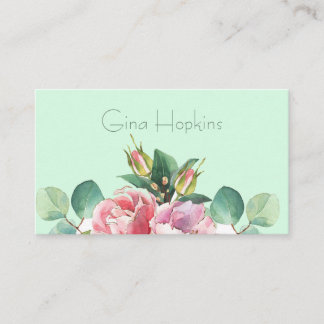 Elegante Watercolor Floral Business Card Visitenkarte