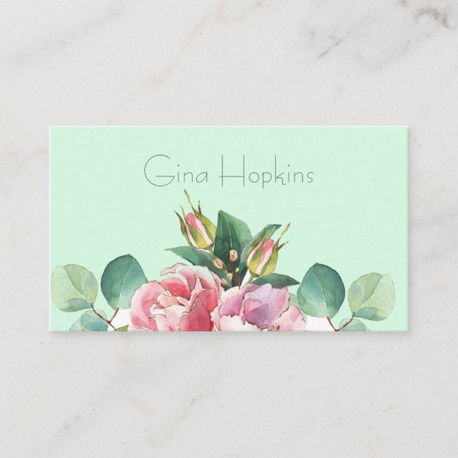 Elegante Watercolor Floral Business Card Visitenkarte (Vorderseite)
