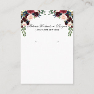 Elegante Watercolor Floral Earring Display Card Visitenkarte