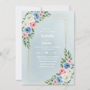 Elegante Watercolor Floral Wedding Card Einladung