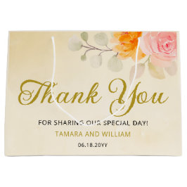Elegante Watercolor Floral Wedding Gold Vielen Dan Große Geschenktüte