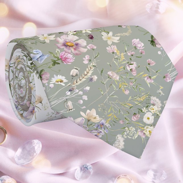 Elegante Watercolor Floral Wedding Necktie Krawatte (Von Creator hochgeladen)