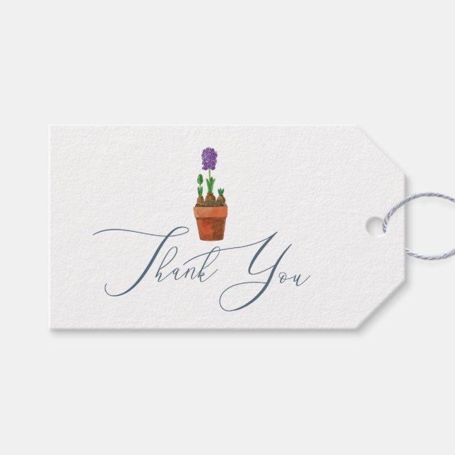 Elegante Watercolor Floral Wedding Vielen Dank Geschenkanhänger (Vorderseite (Horizontal))