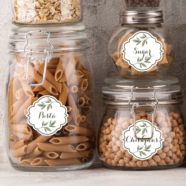 Elegante Watercolor Foliage Custom Pantry Labels (Von Creator hochgeladen)