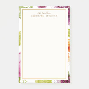 Elegante Watercolor Garden Blume Stilvolle Rahmen Post-it Klebezettel