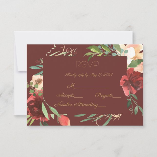 Elegante Watercolor Garden Grenzen RSVP Karte (Vorderseite)