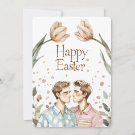 Elegante Watercolor Gay Couple Oaster Card Feiertagskarte