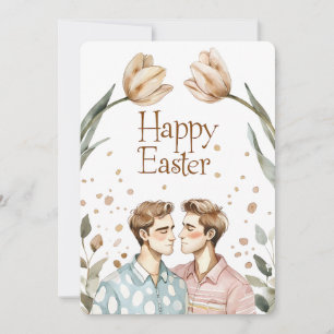 Elegante Watercolor Gay Couple Oaster Card Feiertagskarte
