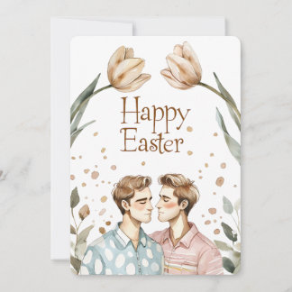 Elegante Watercolor Gay Couple Oaster Card Feiertagskarte