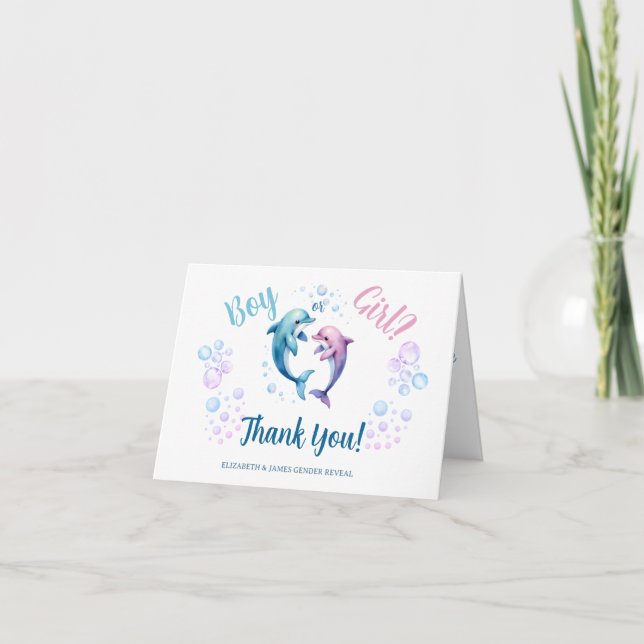 Elegante Watercolor-Geschlechtsenthüllung Danke  (Vorderseite)