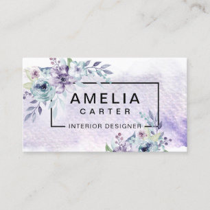 Elegante Watercolor Girly Floral Visitenkarten Visitenkarte