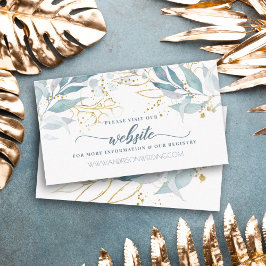 Elegante Watercolor Gold Dusty Blue Floral Wedding Begleitkarte