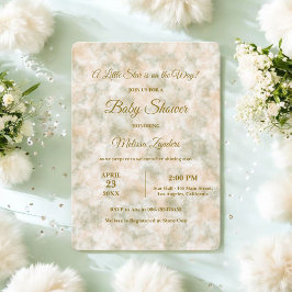 Elegante Watercolor Green & Terracotta Babydusche Einladung