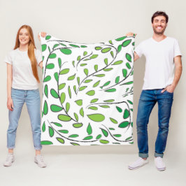 Elegante Watercolor Grüne Blätter Fleecedecke