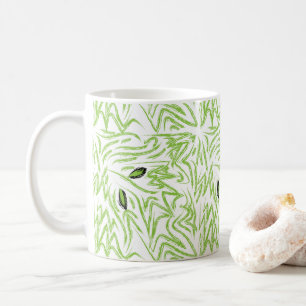 Elegante Watercolor Grüne Blätter Kaffeetasse