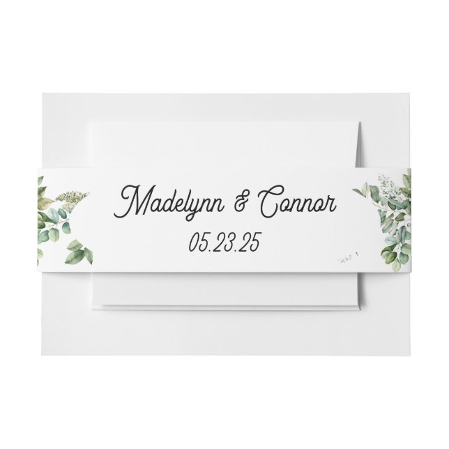 Elegante Watercolor Grüne Blätter Rustikale Hochze Einladungsbanderole (Vorderseite Beispiel)